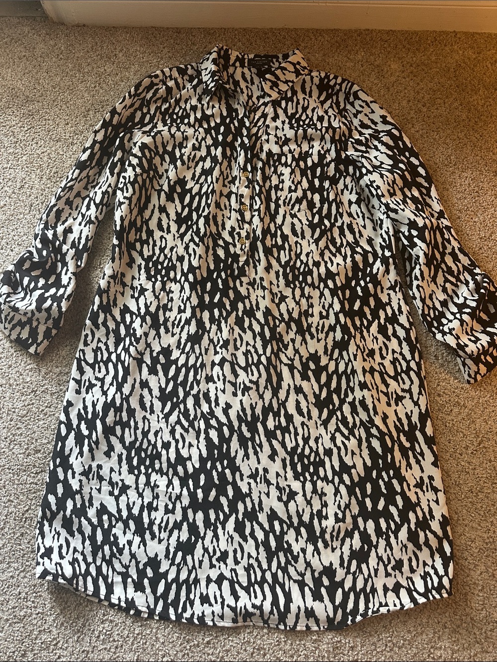 The Limited Black & White Printed Button-Front Tunic
